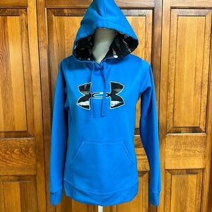 Under Armour Teal Blue w Camouflage Fabric Inside Hoodie Medium